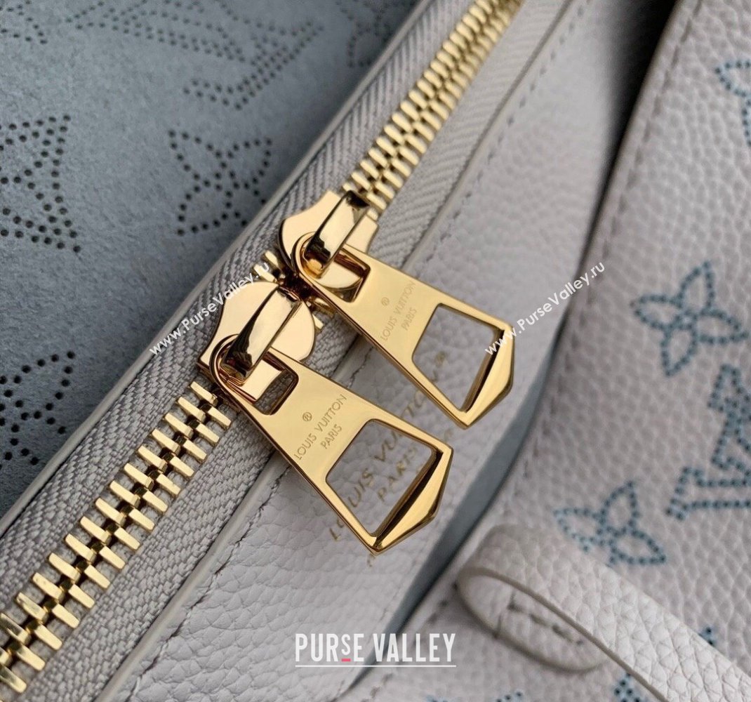 Louis Vuitton Flore Bucket Bag in Mahina Perforated Leather M12496 Brume Grey/Blue 2024 (KI-241105010)