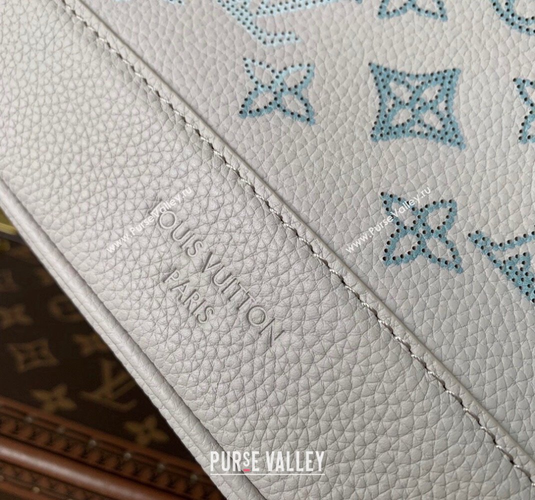 Louis Vuitton Flore Bucket Bag in Mahina Perforated Leather M12496 Brume Grey/Blue 2024 (KI-241105010)