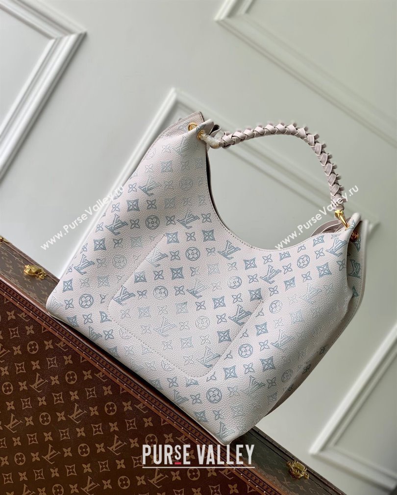 Louis Vuitton Carmel Hobo Bag in Mahina Perforated Leather M12093 Brume Grey/Blue 2024 (KI-241105011)