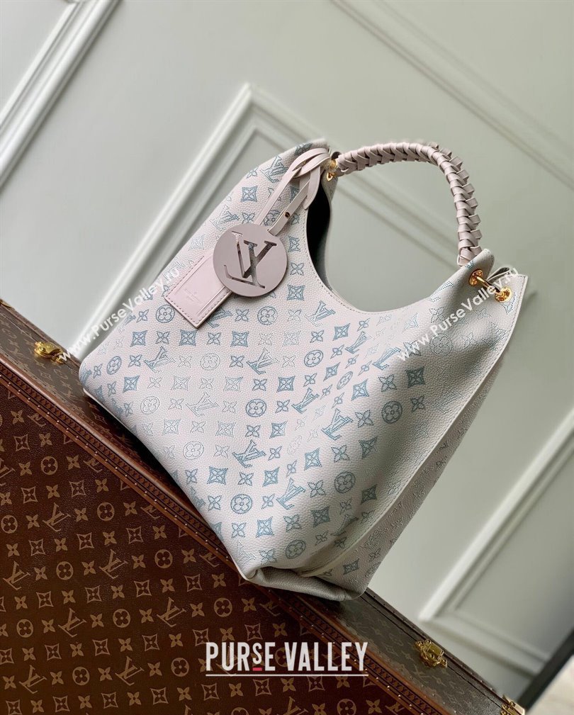 Louis Vuitton Carmel Hobo Bag in Mahina Perforated Leather M12093 Brume Grey/Blue 2024 (KI-241105011)