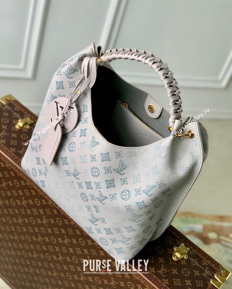 Louis Vuitton Carmel Hobo Bag in Mahina Perforated Leather M12093 Brume Grey/Blue 2024 (KI-241105011)