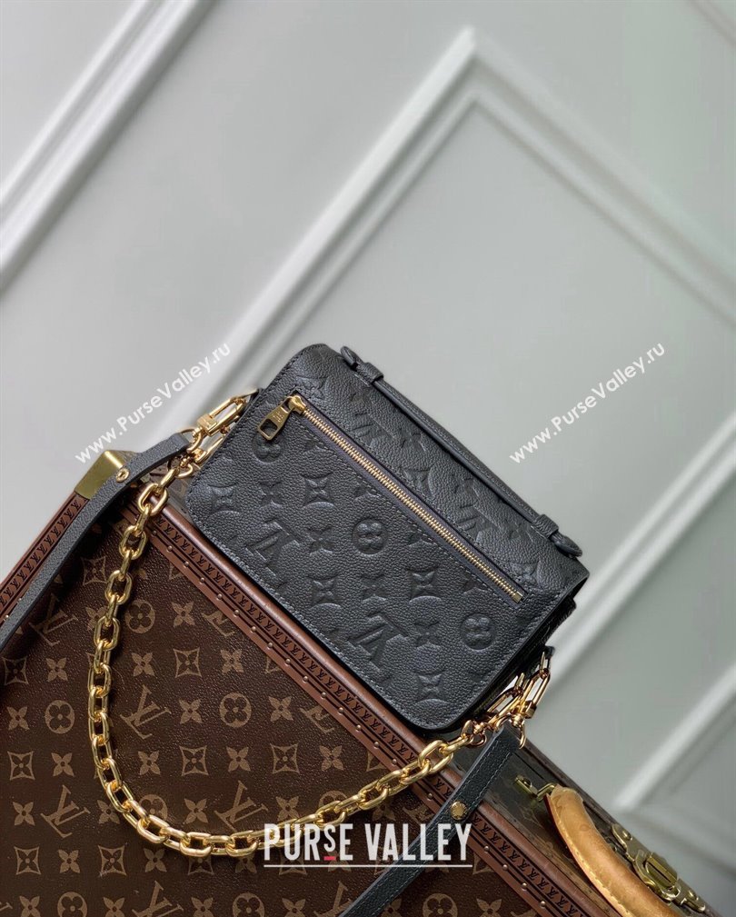 Louis Vuitton Pochette Metis East West Shoulder Bag in Maxi Monogram Leather Gunmetal Black 2024 M11998 (KI-241105027)