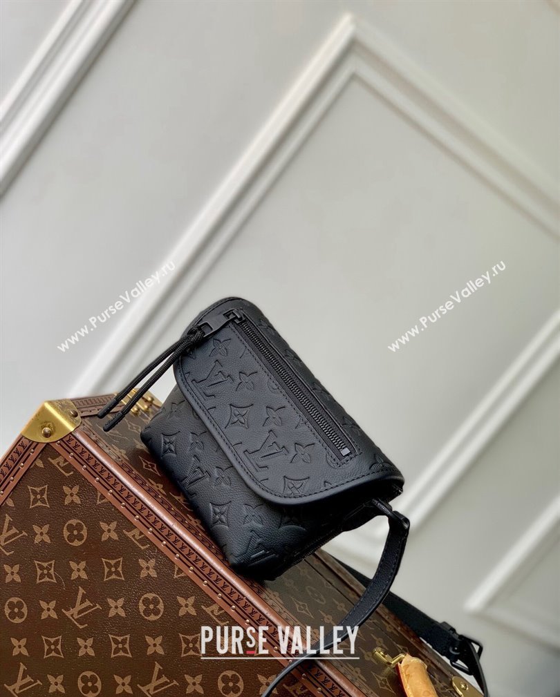 Louis Vuitton Mens Pulse Wearable Wallet Bag in Black Monogram Shadow Leather 2024 M12636 (KI-241105028)