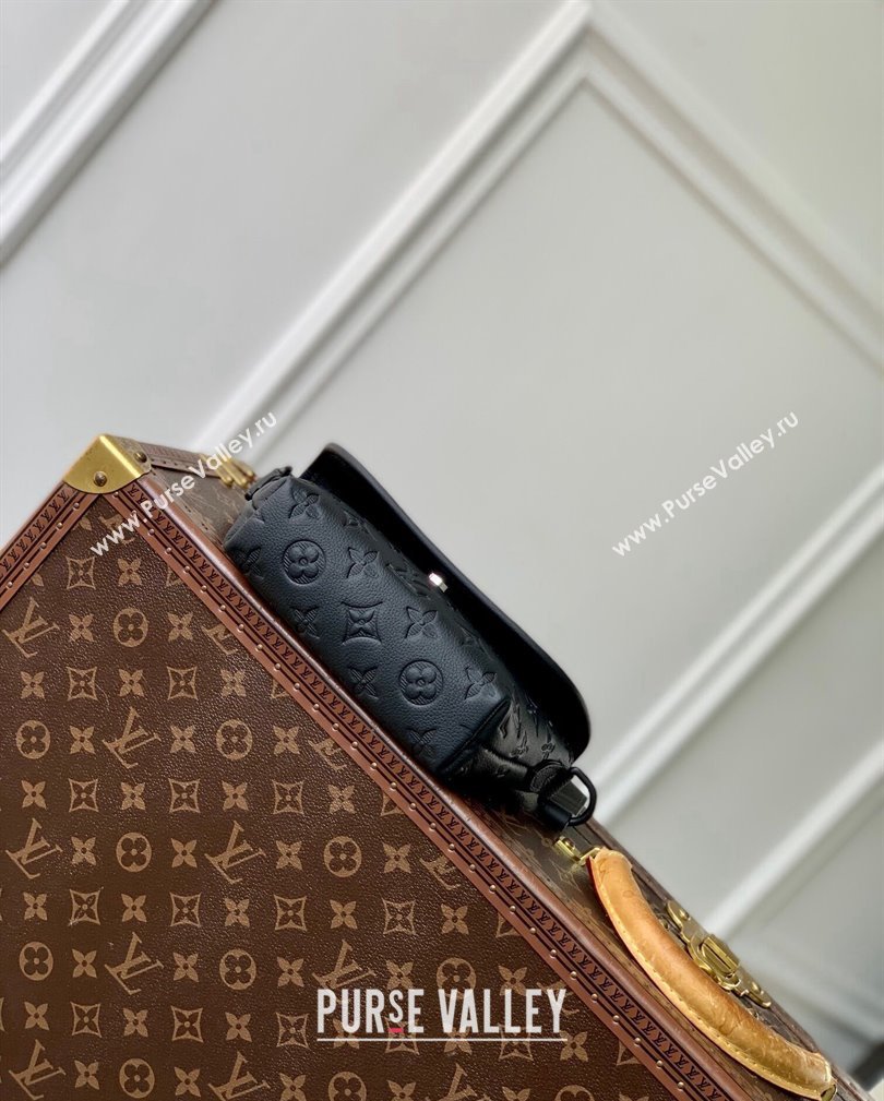 Louis Vuitton Mens Pulse Wearable Wallet Bag in Black Monogram Shadow Leather 2024 M12636 (KI-241105028)