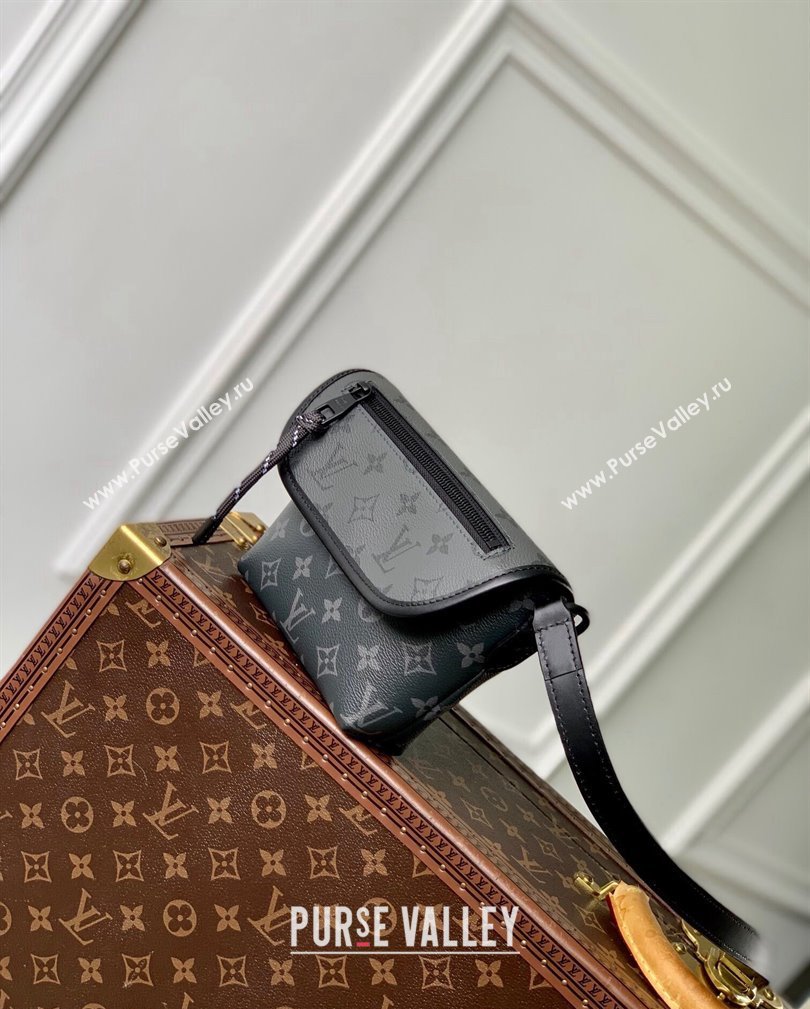 Louis Vuitton Mens Pulse Wearable Wallet Bag in Black Monogram Eclipse Canvas 2024 M12806 (KI-241105029)