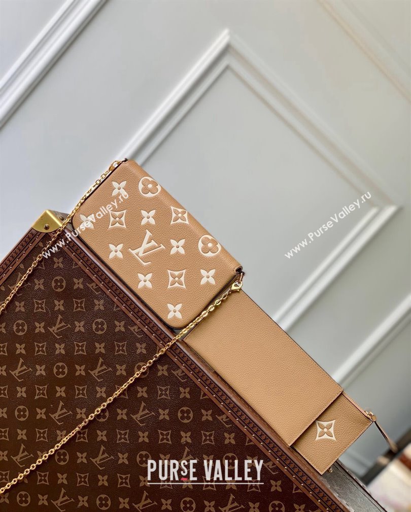 Louis Vuitton Felicie Pochette Mini bag in Monogram Empreinte Leather M12754 Beige/White 2024 (KI-241105071)