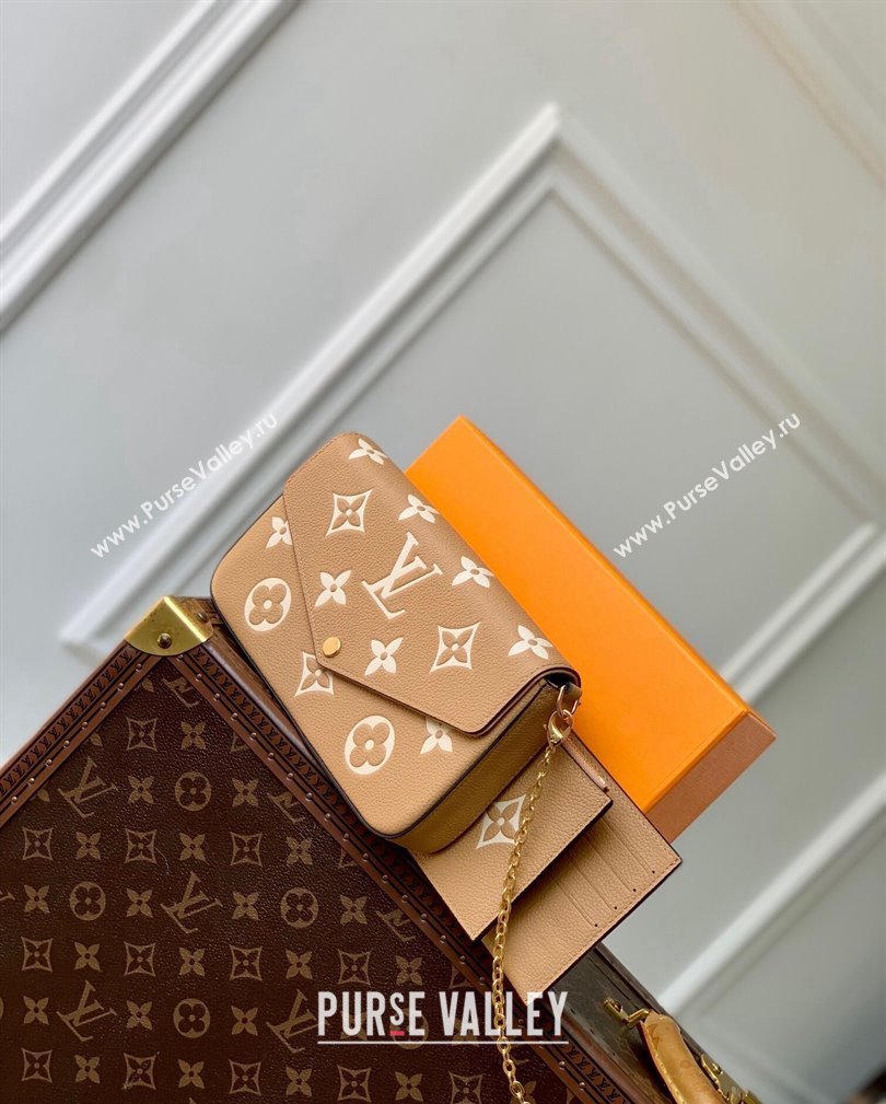 Louis Vuitton Felicie Pochette Mini bag in Monogram Empreinte Leather M12754 Beige/White 2024 (KI-241105071)