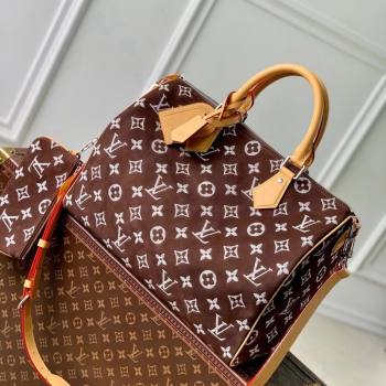 Louis Vuitton RUNWAY Speedy P9 Bandouliere 40 Bag in Brown Monogram Suede M24428 2024 (KI-241105019)