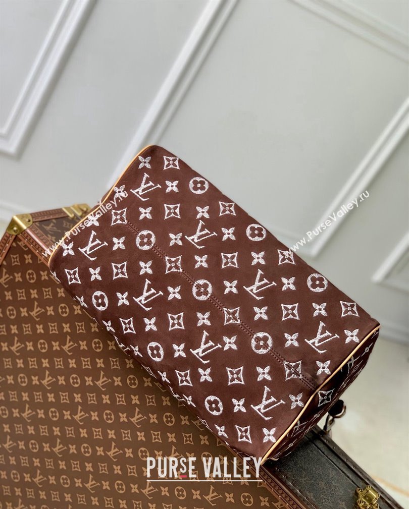 Louis Vuitton RUNWAY Speedy P9 Bandouliere 40 Bag in Brown Monogram Suede M24428 2024 (KI-241105019)