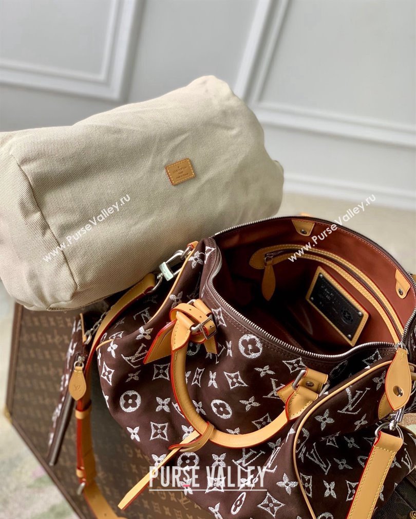 Louis Vuitton RUNWAY Speedy P9 Bandouliere 40 Bag in Brown Monogram Suede M24428 2024 (KI-241105019)