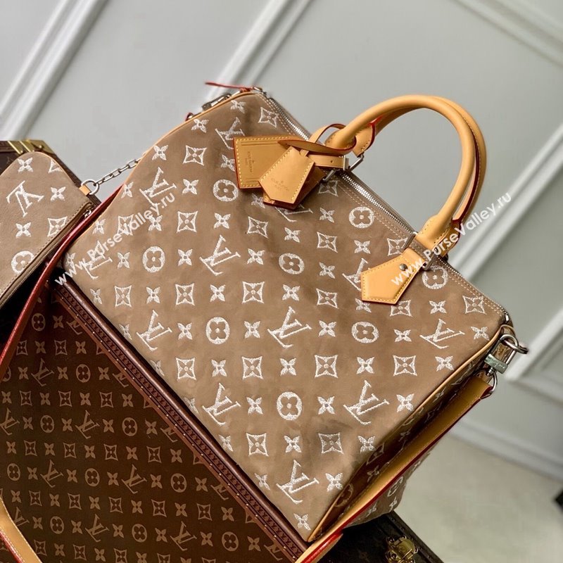 Louis Vuitton RUNWAY Speedy P9 Bandouliere 40 Bag in Beige Monogram Suede M24430 2024 (KI-241105020)