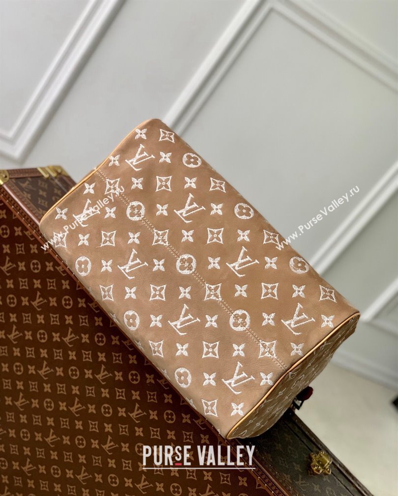 Louis Vuitton RUNWAY Speedy P9 Bandouliere 40 Bag in Beige Monogram Suede M24430 2024 (KI-241105020)