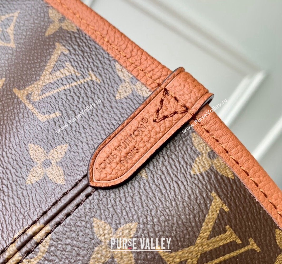 Louis Vuitton Neverfull Inside Out MM Tote Bag M12061 Tan Brown Leather/Monogram Canvas 2024 (KI-241105047)