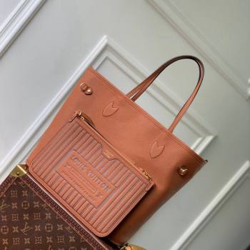 Louis Vuitton Neverfull Inside Out MM Tote Bag M12061 Tan Brown Leather/Monogram Canvas 2024 (KI-241105047)