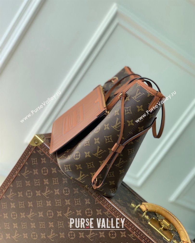 Louis Vuitton Neverfull Inside Out MM Tote Bag M12061 Tan Brown Leather/Monogram Canvas 2024 (KI-241105047)