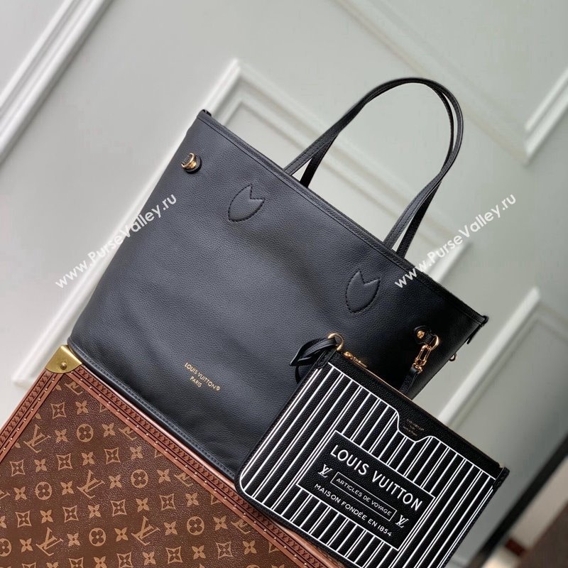 Louis Vuitton Neverfull Inside Out MM Tote Bag M11946 Black Leather/Monogram Canvas 2024 (KI-241105048)