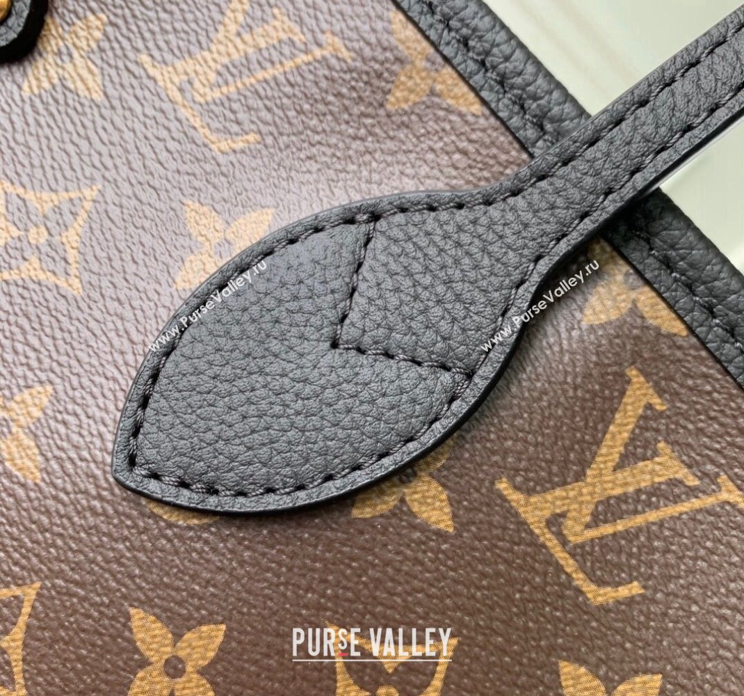 Louis Vuitton Neverfull Inside Out MM Tote Bag M11946 Black Leather/Monogram Canvas 2024 (KI-241105048)