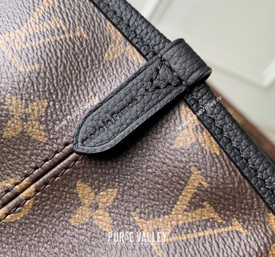 Louis Vuitton Neverfull Inside Out MM Tote Bag M11946 Black Leather/Monogram Canvas 2024 (KI-241105048)