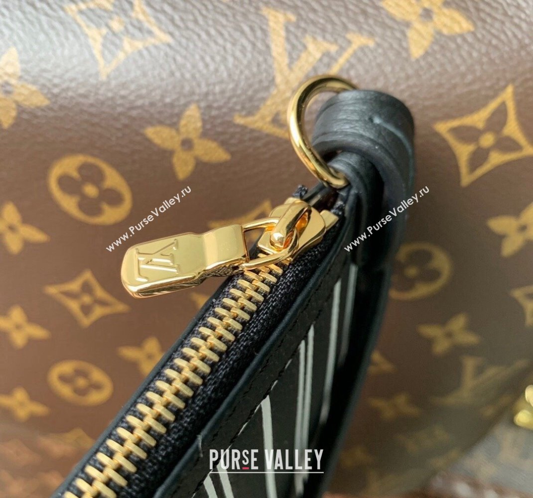 Louis Vuitton Neverfull Inside Out MM Tote Bag M11946 Black Leather/Monogram Canvas 2024 (KI-241105048)