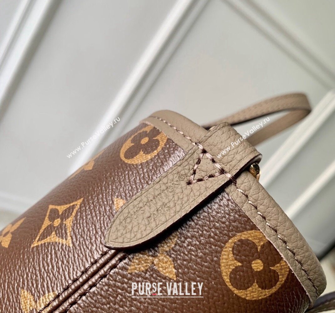 Louis Vuitton Neverfull Inside Out BB Tote Bag M12109 Dark fango Grey Leather/Monogram Canvas 2024 (KI-241105049)