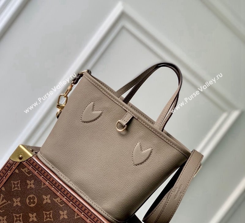 Louis Vuitton Neverfull Inside Out BB Tote Bag M12109 Dark fango Grey Leather/Monogram Canvas 2024 (KI-241105049)