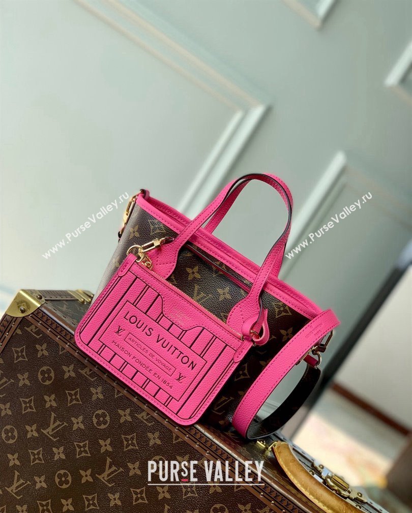 Louis Vuitton Neverfull Inside Out BB Tote Bag M12106 Rose Pondichery Pink Leather/Monogram Canvas 2024 (KI-241105051)