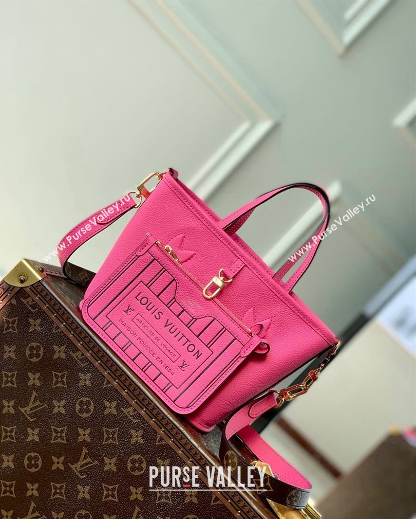 Louis Vuitton Neverfull Inside Out BB Tote Bag M12106 Rose Pondichery Pink Leather/Monogram Canvas 2024 (KI-241105051)