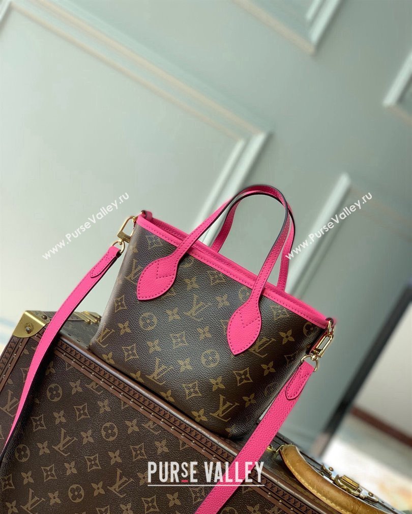 Louis Vuitton Neverfull Inside Out BB Tote Bag M12106 Rose Pondichery Pink Leather/Monogram Canvas 2024 (KI-241105051)