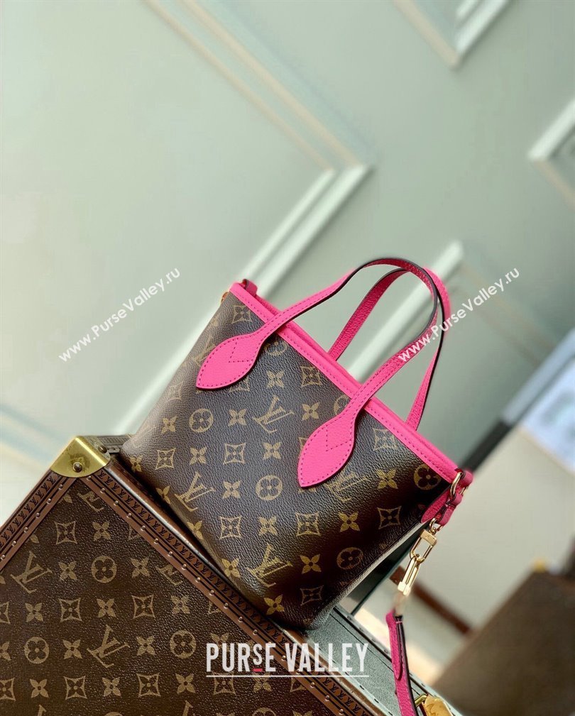 Louis Vuitton Neverfull Inside Out BB Tote Bag M12106 Rose Pondichery Pink Leather/Monogram Canvas 2024 (KI-241105051)