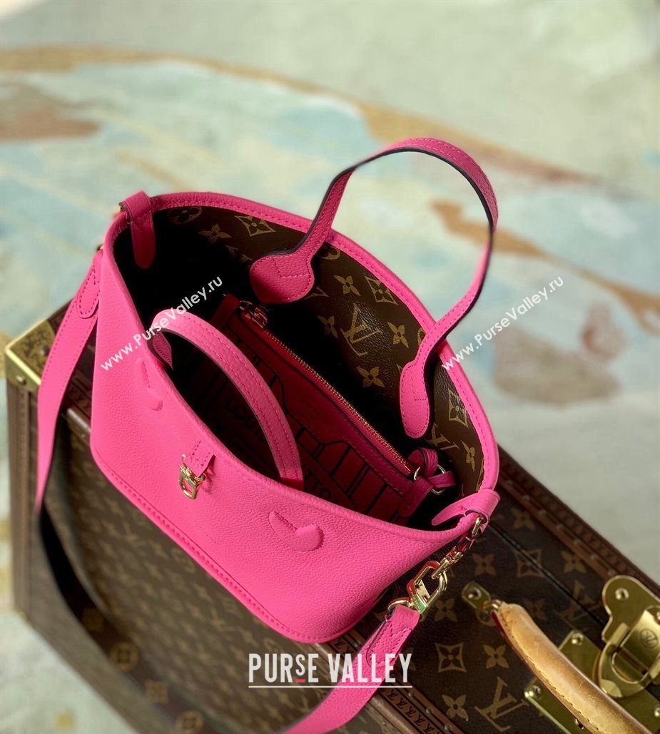 Louis Vuitton Neverfull Inside Out BB Tote Bag M12106 Rose Pondichery Pink Leather/Monogram Canvas 2024 (KI-241105051)