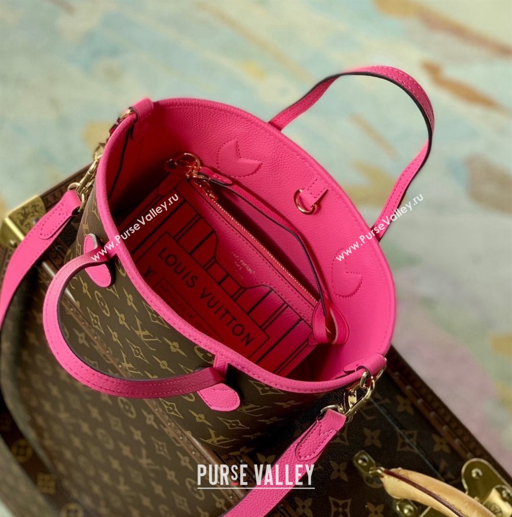 Louis Vuitton Neverfull Inside Out BB Tote Bag M12106 Rose Pondichery Pink Leather/Monogram Canvas 2024 (KI-241105051)