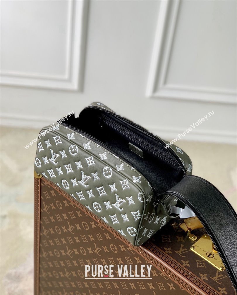 Louis Vuitton Dopp Kit Toilet Clutch in Monogram Shadow Leather M12651 Green/White 2024 (KI-241104078)