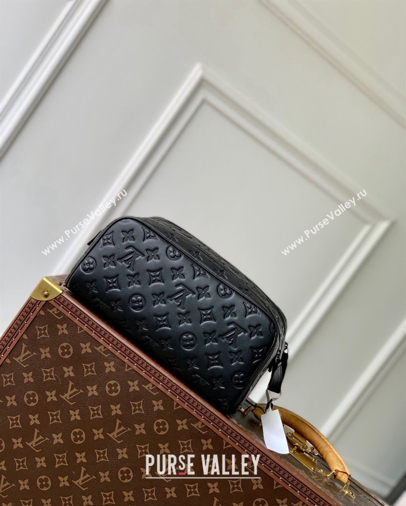 Louis Vuitton Dopp Kit Clutch in Black Monogram Shadow Leather M12645 2024 (KI-241105054)