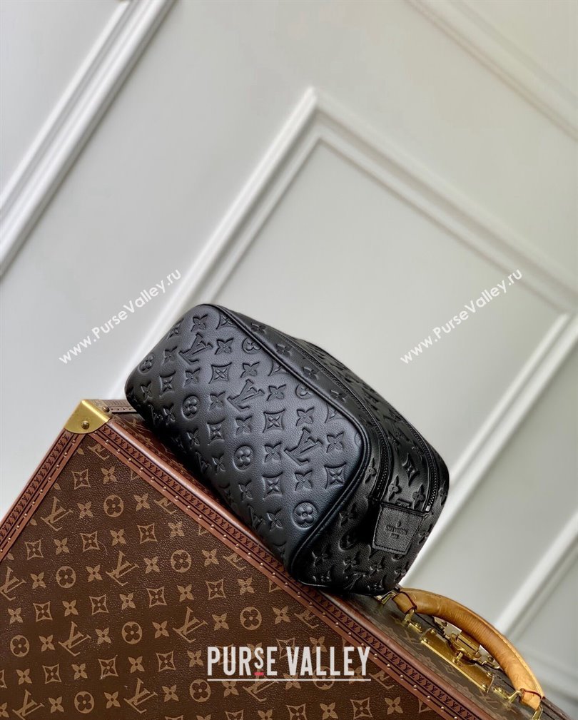 Louis Vuitton Dopp Kit Clutch in Black Monogram Shadow Leather M12645 2024 (KI-241105054)