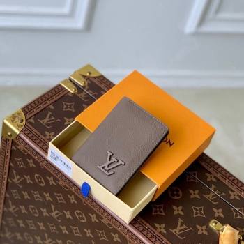 Louis Vuitton Pocket Organizer Wallet in Grained Leather M11490 Moka Brown 2024 (KI-241105074)