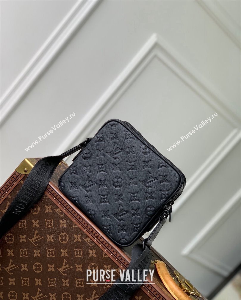 Louis Vuitton Mens Getaway Messenger Mini Bag in Black Monogram Shadow Leather 2024 M12516 (KI-241105033)