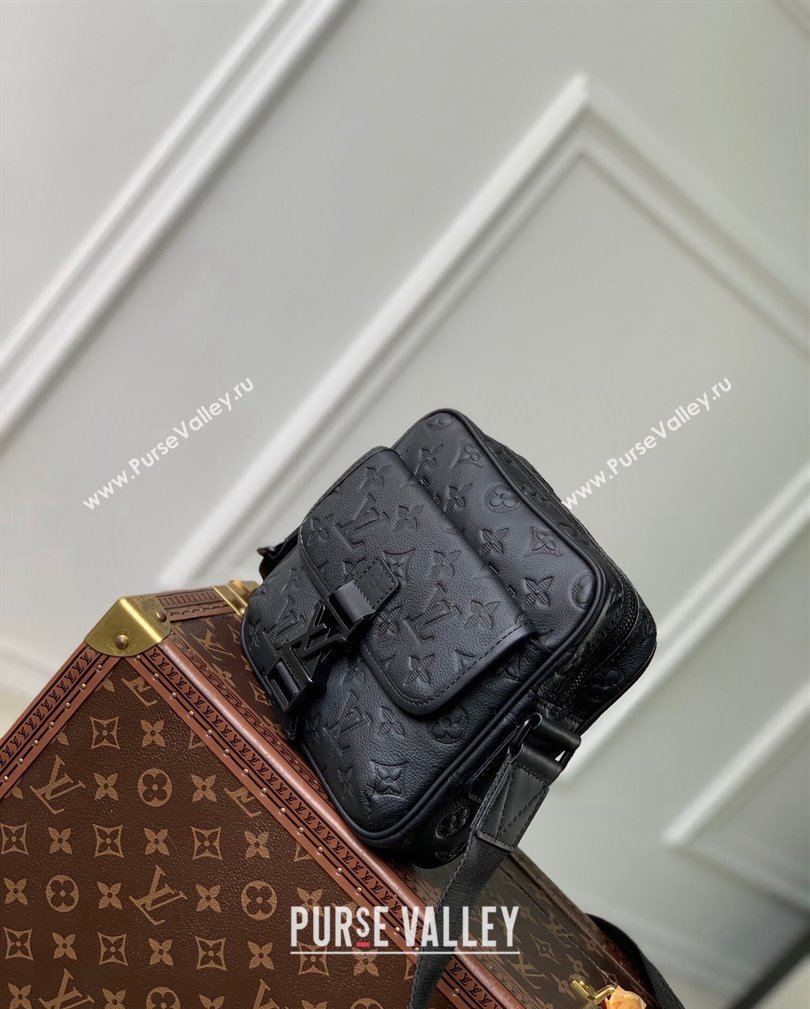 Louis Vuitton Mens Getaway Messenger Mini Bag in Black Monogram Shadow Leather 2024 M12516 (KI-241105033)