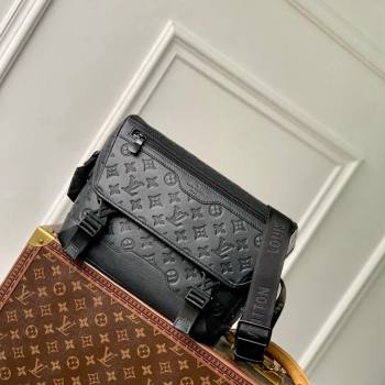 Louis Vuitton Mens Messenger Voyager PM Bag in Black Monogram Shadow Leather 2024 M25121 (KI-241105034)