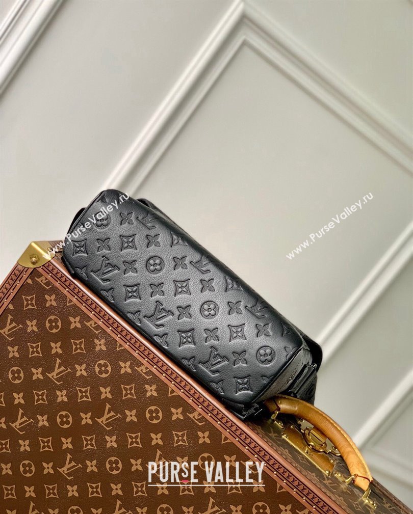 Louis Vuitton Mens Messenger Voyager PM Bag in Black Monogram Shadow Leather 2024 M25121 (KI-241105034)