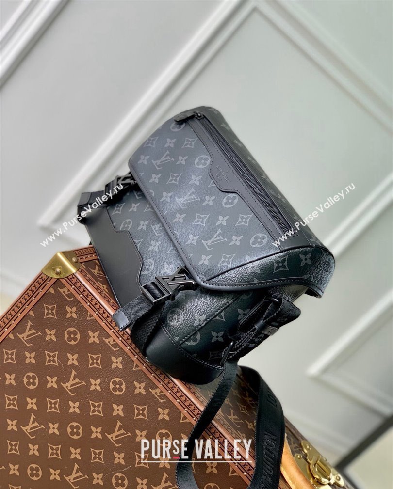 Louis Vuitton Mens Messenger Voyager PM Bag in Black Monogram Eclipse Canvas 2024 M12517 (KI-241105035)