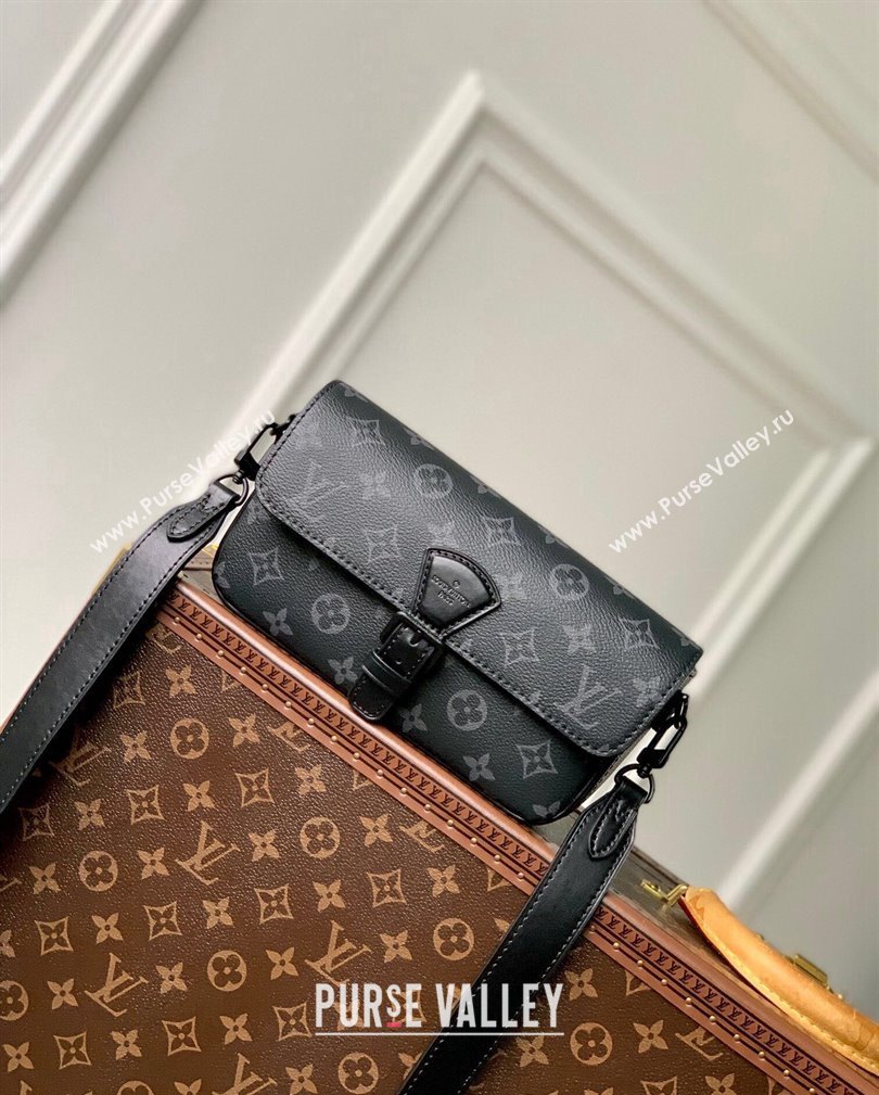 Louis Vuitton Mens Montsouris Wearable Wallet Bag in Black Monogram Eclipse Canvas 2024 M83567 (KI-241105037)