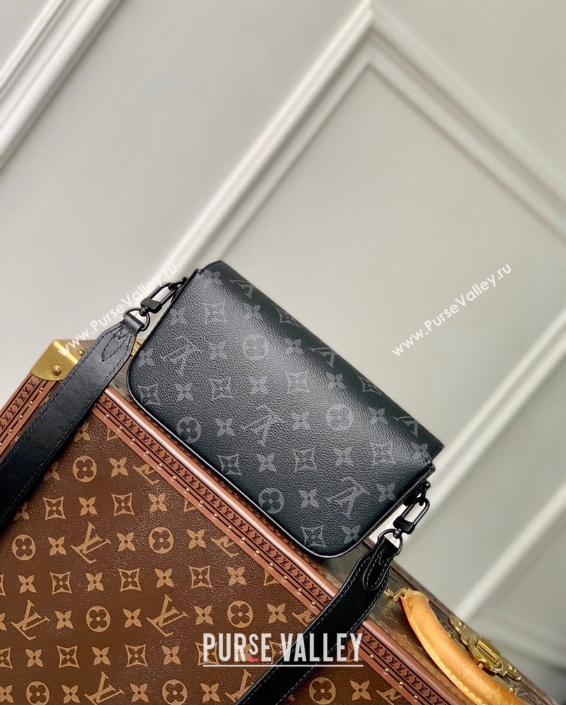 Louis Vuitton Mens Montsouris Wearable Wallet Bag in Black Monogram Eclipse Canvas 2024 M83567 (KI-241105037)