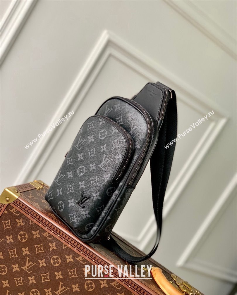 Louis Vuitton Mens Avenue Slingbag PM Bag in Black Monogram Eclipse Canvas 2024 M47137 (KI-241105038)