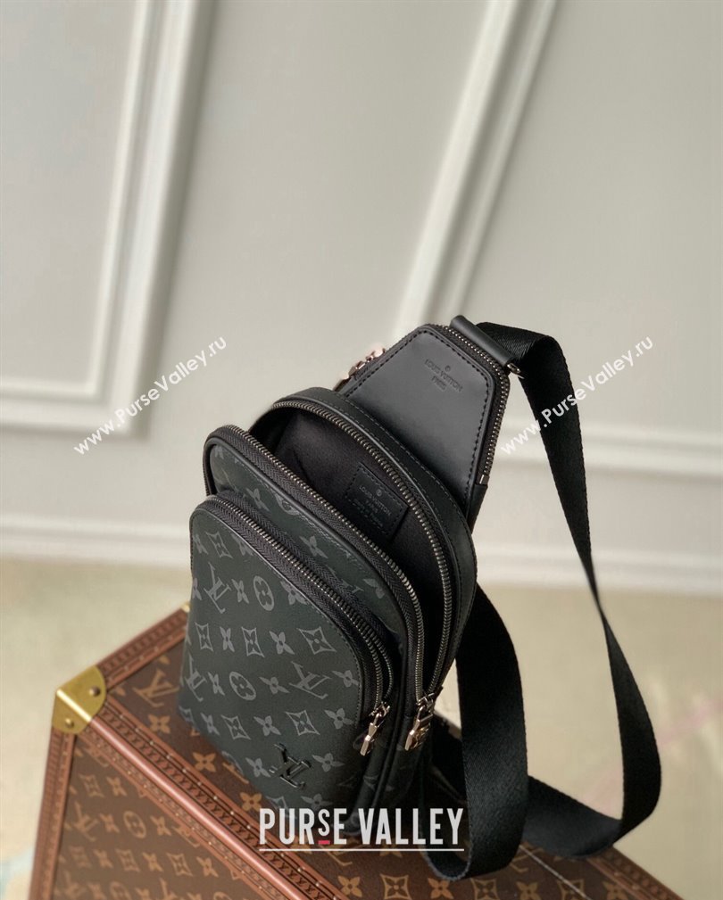 Louis Vuitton Mens Avenue Slingbag PM Bag in Black Monogram Eclipse Canvas 2024 M47137 (KI-241105038)