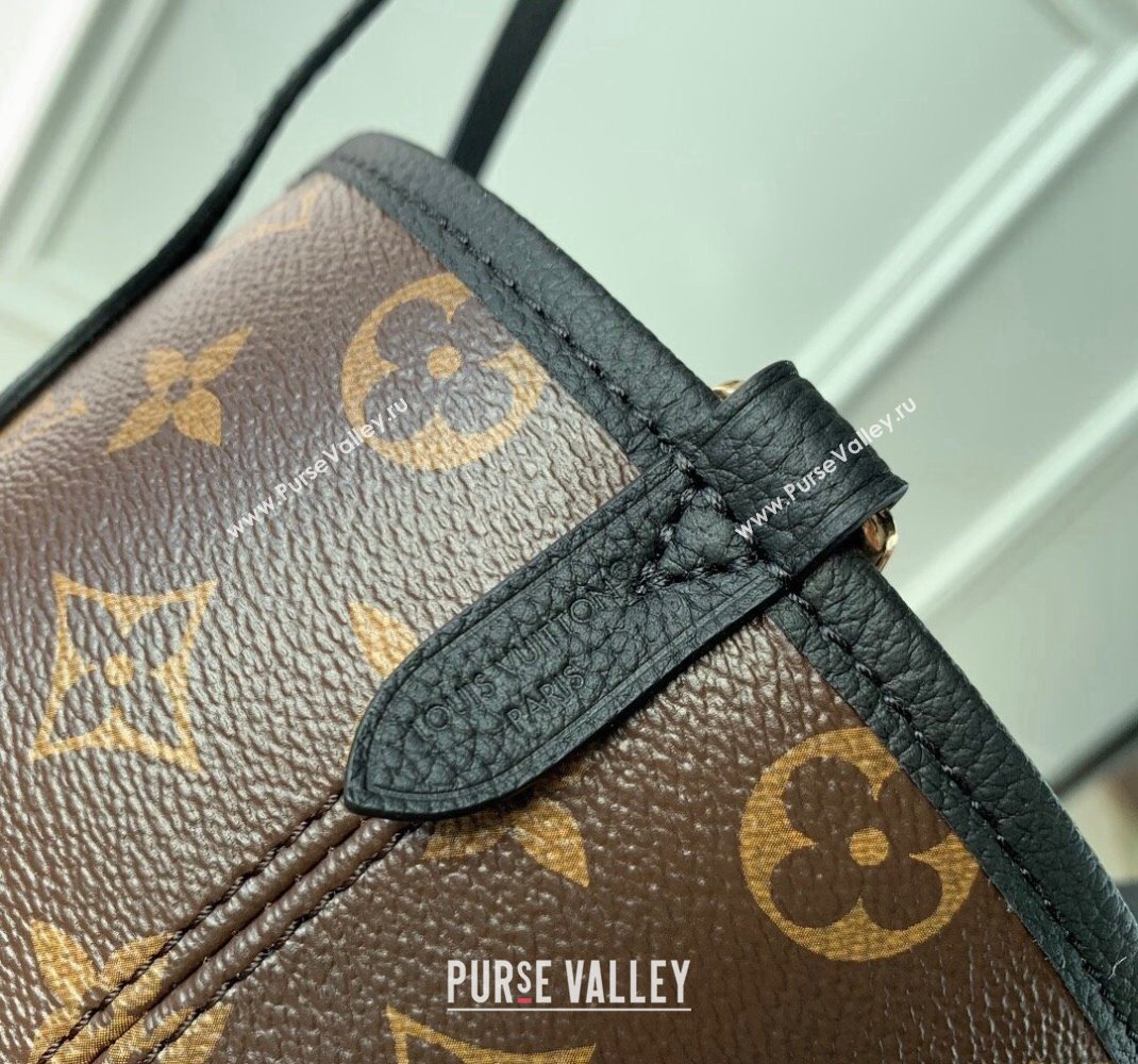 Louis Vuitton Neverfull Inside Out BB Tote Bag M12099 Black Leather/Monogram Canvas 2024 (KI-241105052)