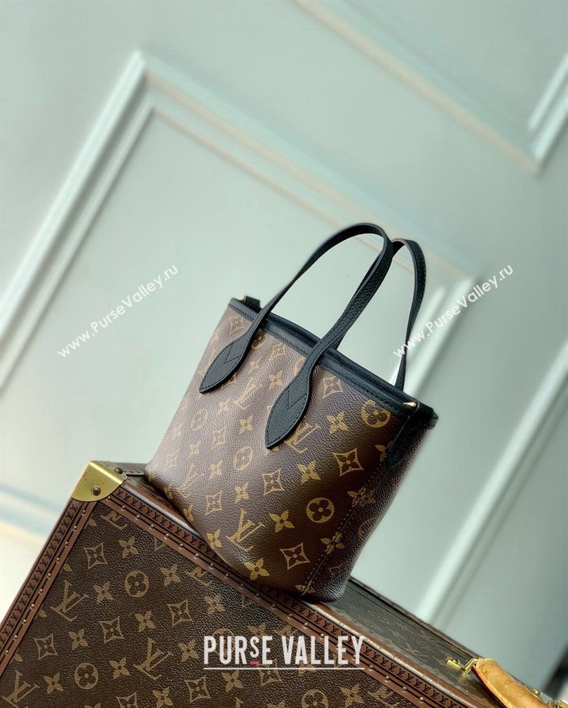 Louis Vuitton Neverfull Inside Out BB Tote Bag M12099 Black Leather/Monogram Canvas 2024 (KI-241105052)