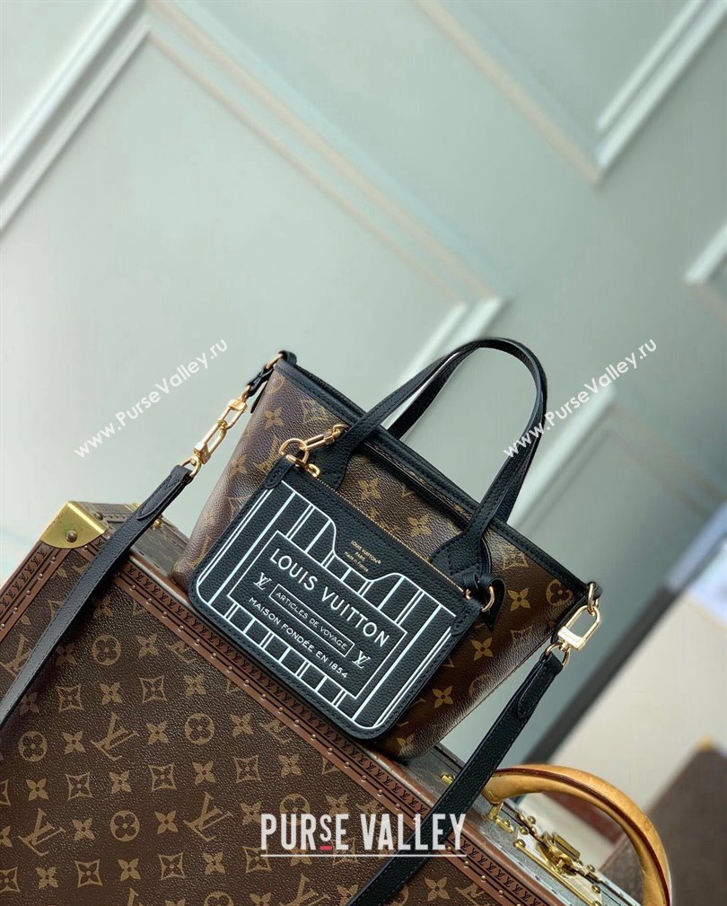 Louis Vuitton Neverfull Inside Out BB Tote Bag M12099 Black Leather/Monogram Canvas 2024 (KI-241105052)