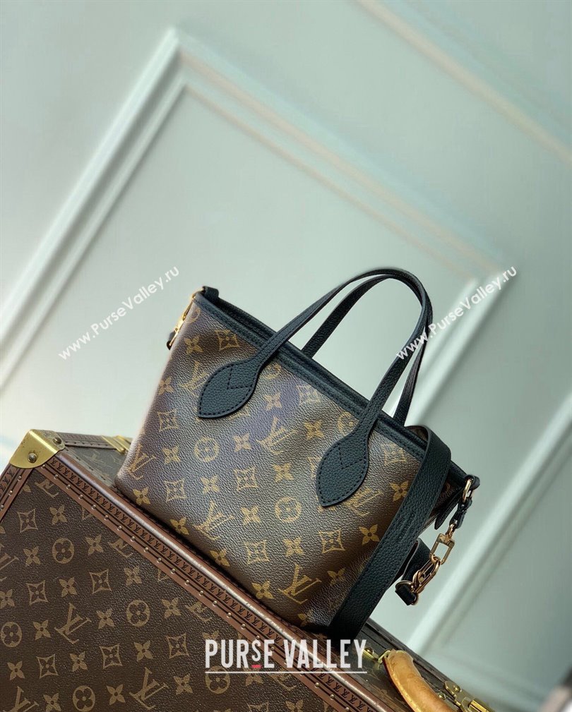 Louis Vuitton Neverfull Inside Out BB Tote Bag M12099 Black Leather/Monogram Canvas 2024 (KI-241105052)