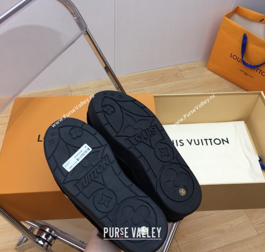 Louis Vuitton Aspen Comfort Clog Platform Mules in Shearling Black 2024 1ADC2H (KER-241114082)