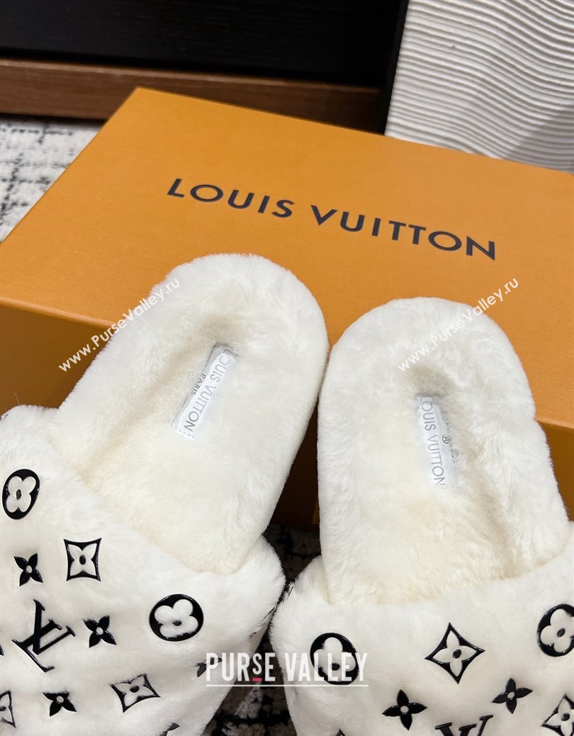 Louis Vuitton Wool Flat Slides Sandal White 2024 LV1114002 (KL-241114055)